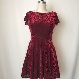 Black mini dress with red flowers. 🥀🕷🥀